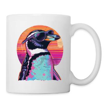 Retro 80s Pink Neon Cool Penguin Animal Summer - Mug - white - Right