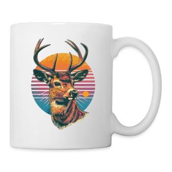 Retro 80s Neon Cool Deer Animal Vintage Reindeer - Mug - white - Right