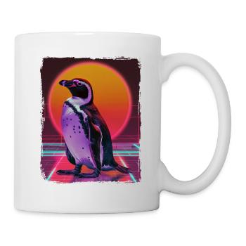 Retro 80s Pink Neon Cool Penguin Animal Summer Sun - Mug - white - Right