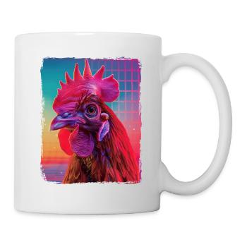 Funny Retro 80s Neon Pink Cool Chicken Bird Sunset - Mug - white - Right