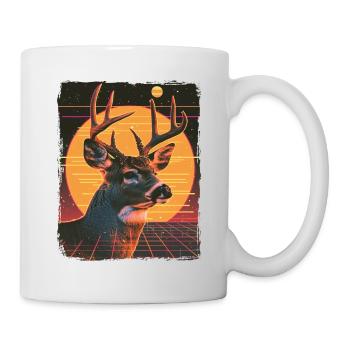 Retro 80s Neon Cool Deer Animal Vintage Reindeer - Mug - white - Right