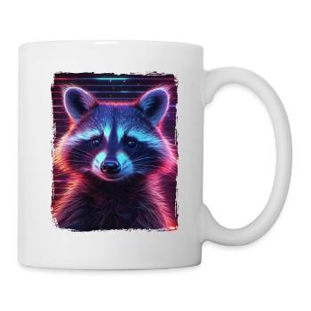 Retro 80s Neon Pink Cool Raccoon Animal Mammal - Mug - white - Right