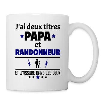 Deux titres papa et randonneur, fête des pères - Mug blanc - blanc - Droite