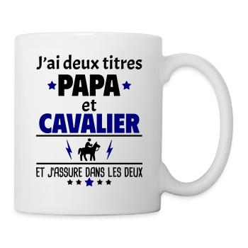 Deux titres papa et cavalier,fête des pères, noël - Mug blanc - blanc - Droite
