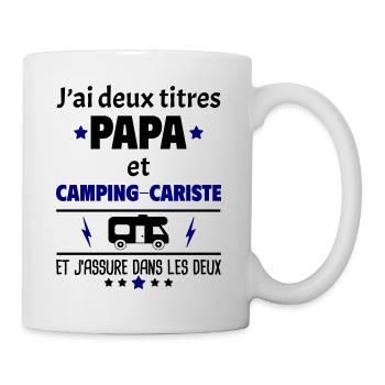 Deux titres papa et camping-cariste,fête des pères - Mug blanc - blanc - Droite