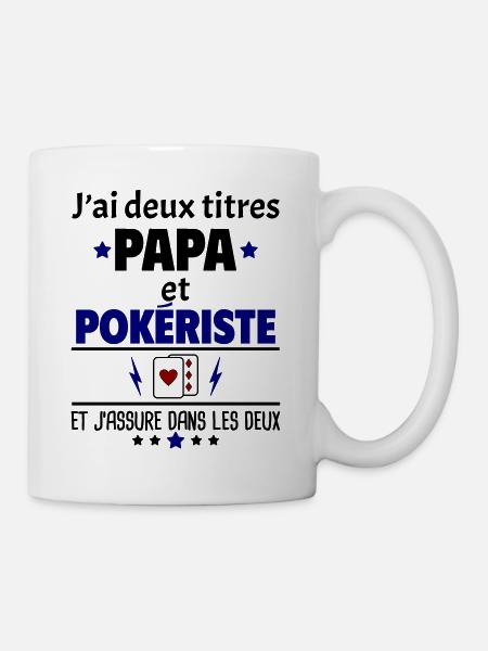 Deux titres papa et pokériste, fête des pères,noël - Mug blanc - blanc