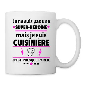 Pas super-héroïne cuisinière, fête des mères, noël - Mug blanc - blanc - Droite