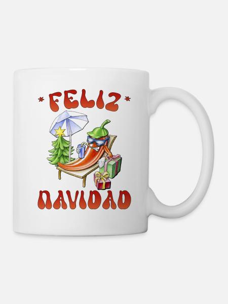Funny Feliz Navidad Cute Christmas Chili - Mug - white