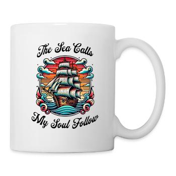 Sailing Ship Tattoo at Sunset Saying - Mug - white - Right