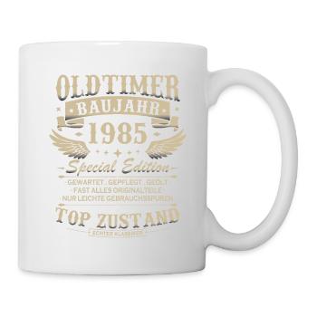 Oldtimer Baujahr 1985 Jahrgang Geburtstag Geschenk - Tasse - Weiß - Rechts