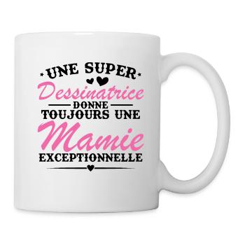 Cartoonist always gives exceptional granny - Mug - white - Right