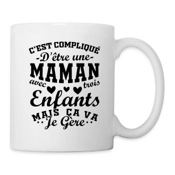 It's complicated to be a Mom with 3 Children - Mug - white - Right