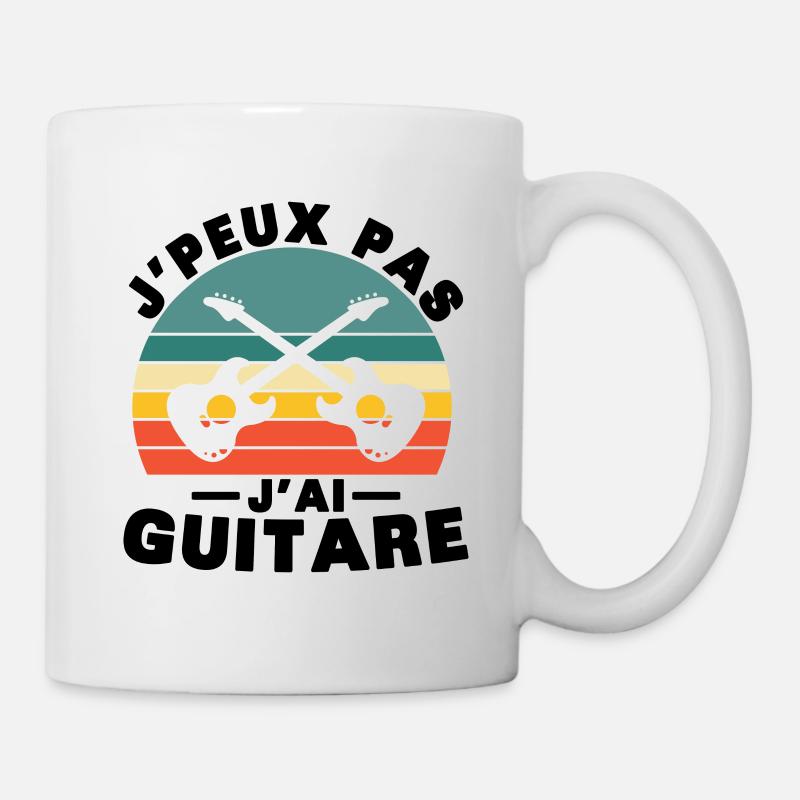 Je peux pas j ai Guitare Humour cadeau - Mug blanc - blanc