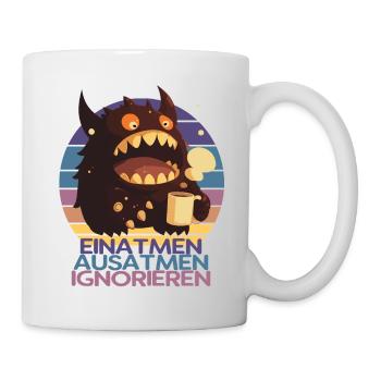 Einatmen ausatmen ignorieren - Kaffeemonster - Tasse - Weiß - Rechts