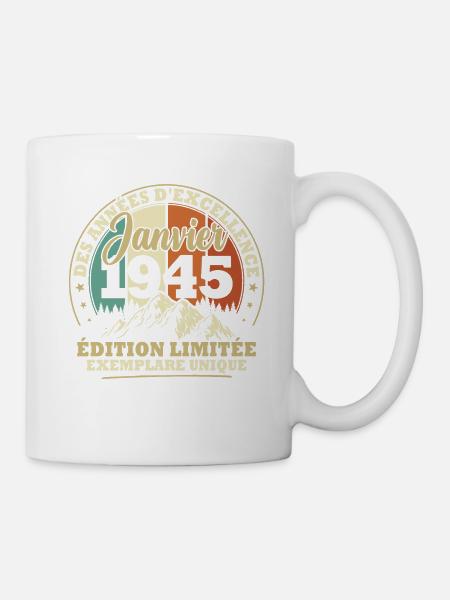 Vintage Janvier 1945 Vintage Cadeau Anniversaire - Mug blanc - blanc
