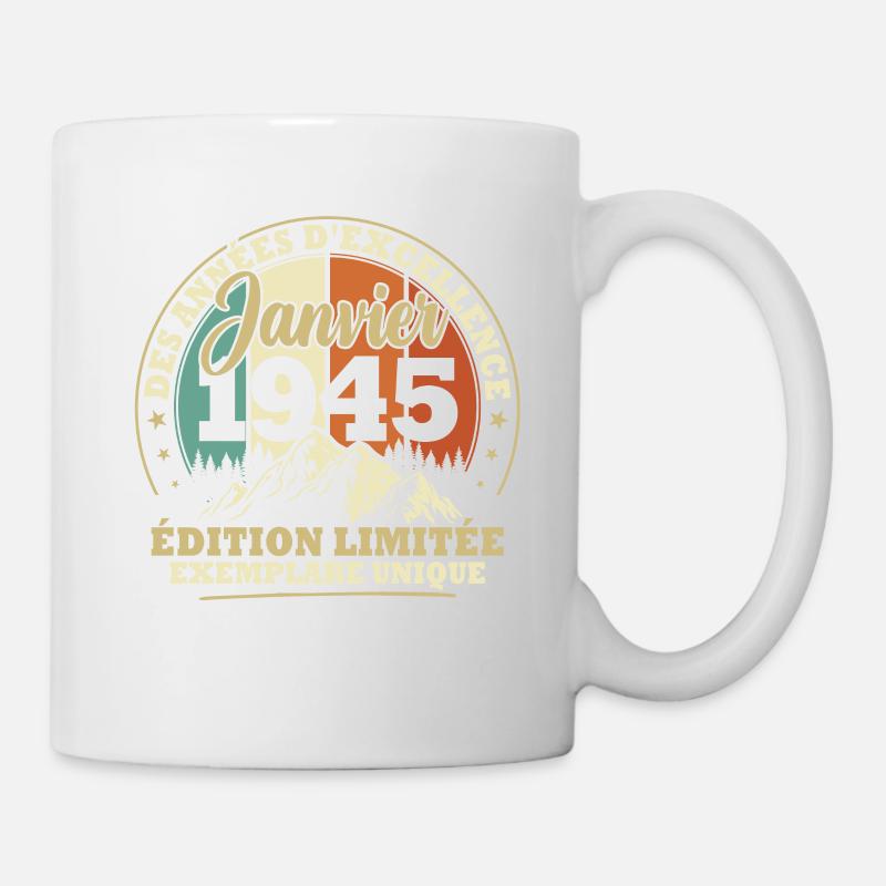 Vintage Janvier 1945 Vintage Cadeau Anniversaire - Mug blanc - blanc