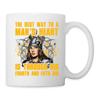 Le meilleur chemin vers le cœur d’un homme est à travers son - Mug blanc - blanc - Droite