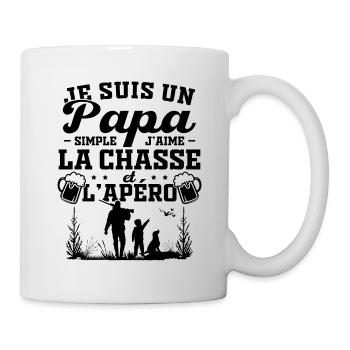 Ich bin ein einfacher Vater, ich mag die Jagd und Aperitifs - Tasse - Weiß - Rechts