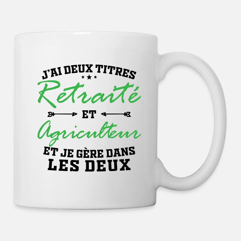 Zwei Titel: Retired und Farmer Man Gift - Tasse - Weiß