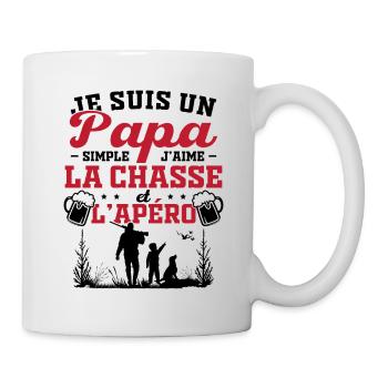 Ich bin ein einfacher Vater, ich mag die Jagd und Aperitifs - Tasse - Weiß - Rechts