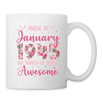 Janvier 1945 Anniversaire 80 Ans Pour Femmes - Mug blanc - blanc - Droite