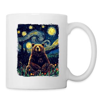 Grizzly Bear Animal Starry Night Sky Painting - Mug - white - Right
