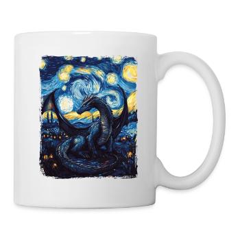 Dragon Starry Night Painting Van Gogh Magic Myth - Mug - white - Right