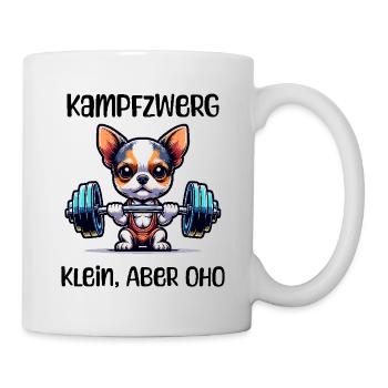 Lustiger Chihuahua im Fitness-Look Klein, Aber - Tasse - Weiß - Rechts