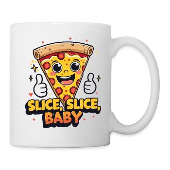 Happy Pizza Design - Tranche Tranche Bébé - Mug blanc - blanc - Droite