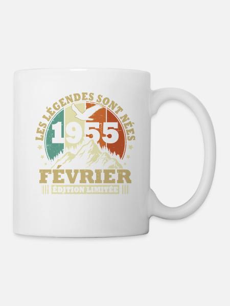 Vintage Février 1955 Cadeau Anniversaire Rétro - Mug blanc - blanc
