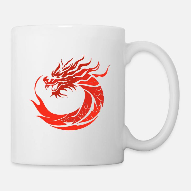 Red Dragon in Japan Style - Mug - white