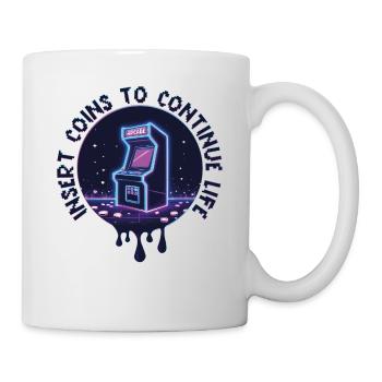 Coin To Continue Life Insert – Retro Arcade Neon - Mug - white - Right