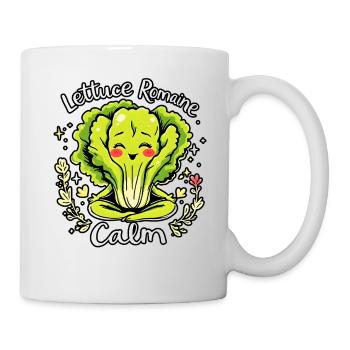 Lettuce Romaine Calm – Funny Salad Yoga - Mug - white - Right