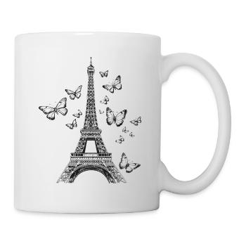 Paris Tour Eiffel France Papillons Art - Mug blanc - blanc - Droite