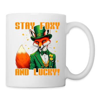 Bleiben Sie fuchsig und glücklich am St. Patrick's Day - Tasse - Weiß - Rechts