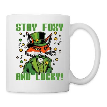 Bleiben Sie fuchsig und glücklich am St. Patrick's Day - Tasse - Weiß - Rechts