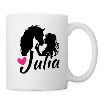 JULIA Beau prénom de fille avec un joli cheval - Mug blanc - blanc - Droite