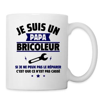 Je suis un papa bricoleur, Cadeau fête des pères - Mug blanc - blanc - Droite