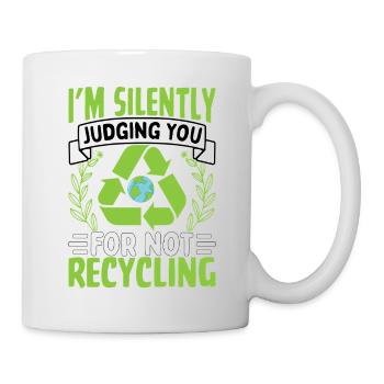 Je te juge en silence pour ne pas recycler - Mug blanc - blanc - Droite