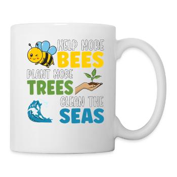Aidez plus d’abeilles à planter plus d’arbres pour nettoyer les mers - Mug blanc - blanc - Droite