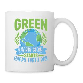 Green Hearts clean starts happy earth day - Mug - white - Right