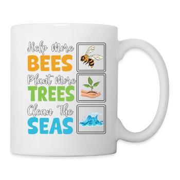 Aidez plus d’abeilles à planter plus d’arbres pour nettoyer les mers - Mug blanc - blanc - Droite