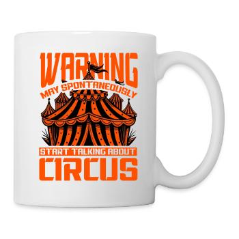 Die Warnung kann spontan anfangen zu sprechen über - Tasse - Weiß - Rechts