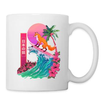 Fox Red Fox Animal Japanese Surfing Beach Wave - Mug - white - Right