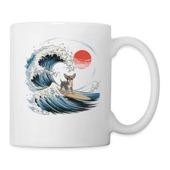 Chihuahua Dog Animal Japanese Surfing Beach Wave - Mug - white - Right