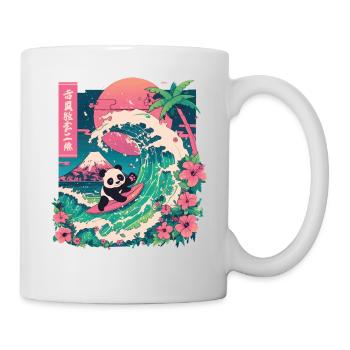 Panda Bear Animal Japanese Surfing Beach Wave - Mug - white - Right