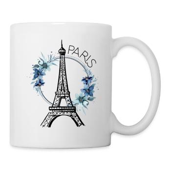 Paris Tour Eiffel France Floral Line Art - Mug blanc - blanc - Droite