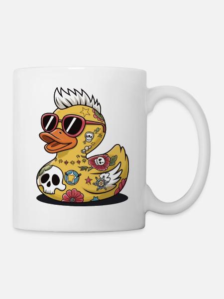 canard en caoutchouc canard punk métal lourd animal oiseau - Mug blanc - blanc