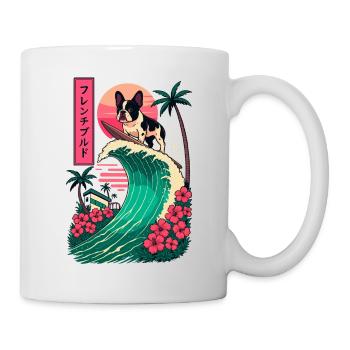 French Bulldog Dog Animal Japanese Surfing Flower - Mug - white - Right