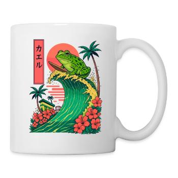 grenouille crapaud animal japonais surf fleur coucher de soleil - Mug blanc - blanc - Droite
